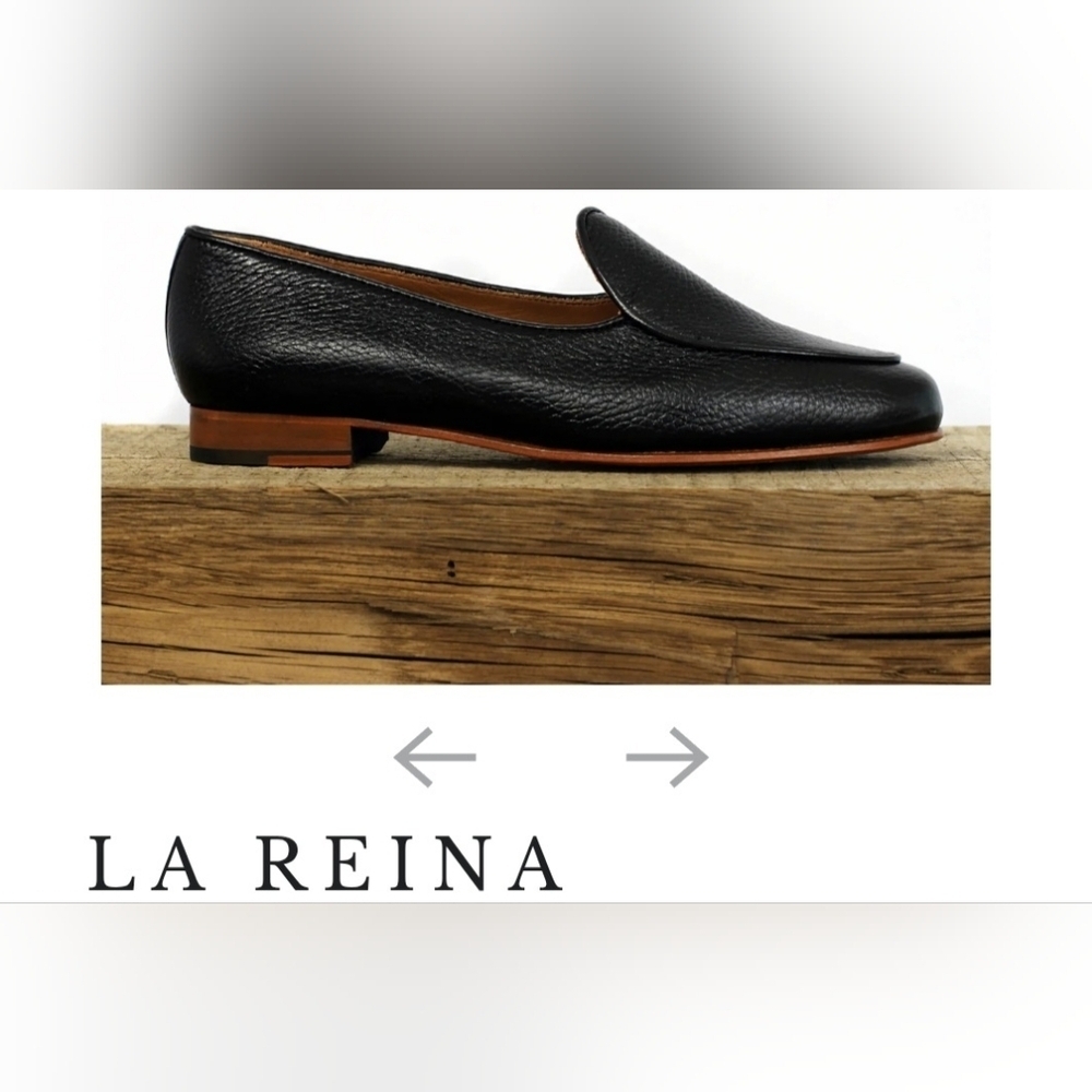 Bomberos LA REINA Black Pebbled Leather Loafers. Made In Spain Womens Size 8